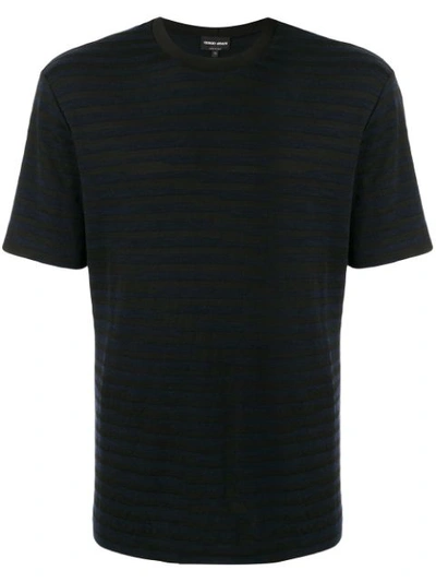 Giorgio Armani Embroidered Logo T-shirt In Black