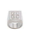 Givenchy 4g-engraved Signet Ring In Silver