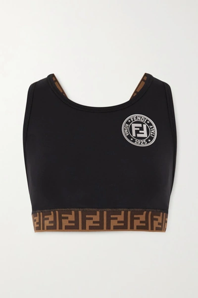 Fendi Ff-straps Medium-impact Sports Bra In Black