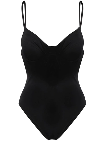 Reina Olga Loren Open-back Swimsuit In Black