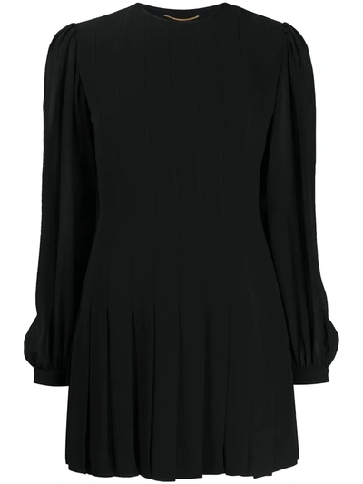 Saint Laurent Pleated Skirt Dress In Black