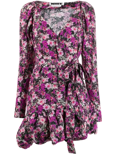 Rotate Birger Christensen Nancy Short Flower Dress In Pink