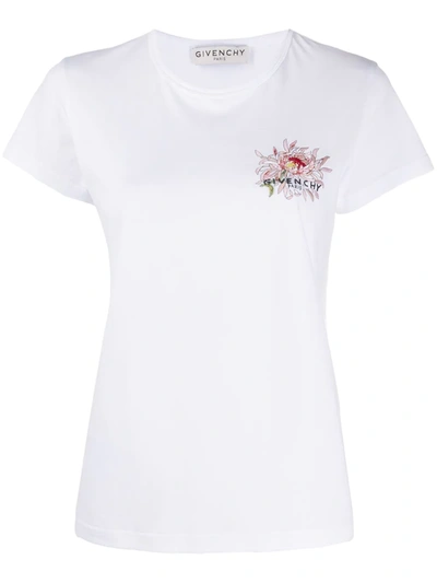 Givenchy Floral Embroidered Slim Fit T-shirt In White