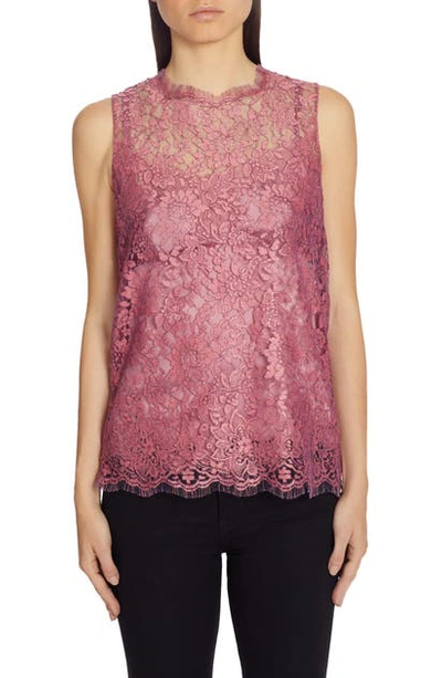 Dolce & Gabbana Sleeveless Lace Lame Cami Top In Pink