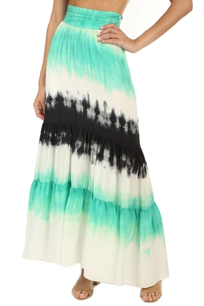 A.l.c Tie-dyed Silk Crepe De Chine Maxi Skirt In Green Black
