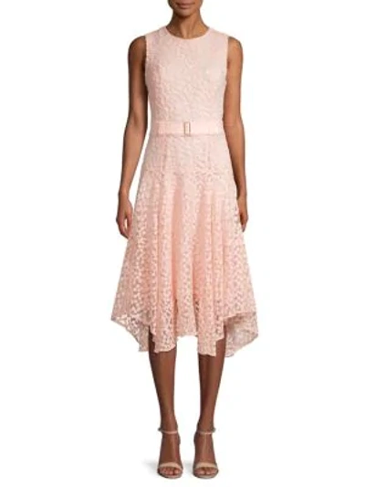 Calvin Klein Floral-print Midi Dress In Blush