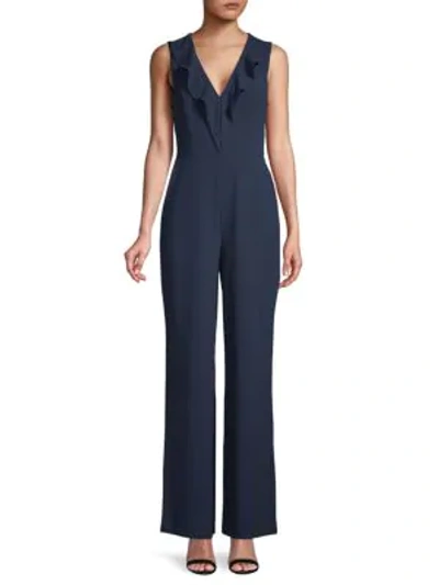 Bcbgmaxazria Ruffled Sleeveless Jumpsuit In Dark Navy