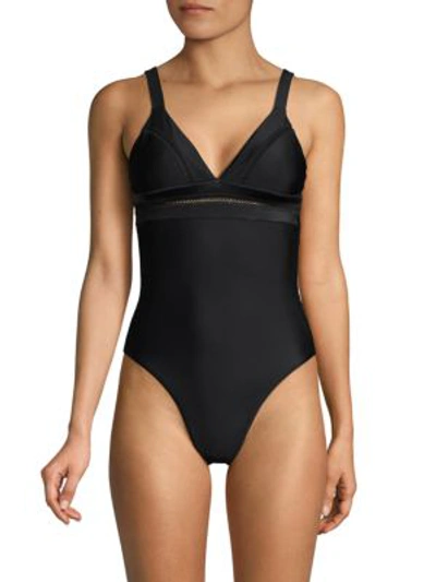 Pilyq Ellie Stitched Tie-back One-piece Swimsuit In Midnight