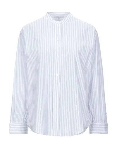 Vince Striped Mockneck Shirt In White