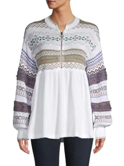 Free People ​fair Isle Cotton-blend Sweater In White Multi