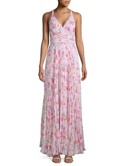 Laundry By Shelli Segal Floral-print Maxi Dress In Lilac Multi