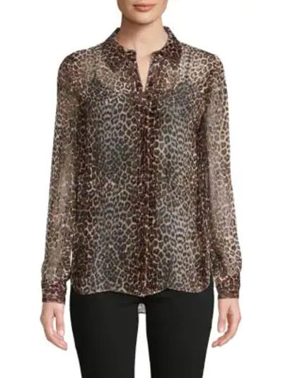 Elie Tahari Women's Ingunn Leopard-print Shirt In Rich Cream
