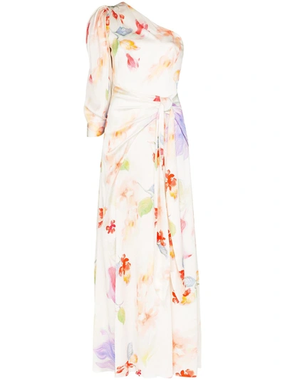Peter Pilotto Printed Silk One Shoulder Dress In White