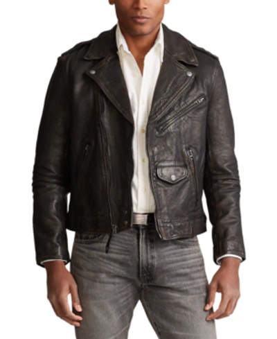 Polo Ralph Lauren Men's Leather Biker Jacket In Black