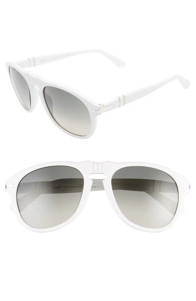 Persol 54mm Aviator Sunglasses In White/ Grad Grey