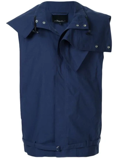 3.1 Phillip Lim Layered Funnel Neck Gilet In Mi420 Mineral Blue