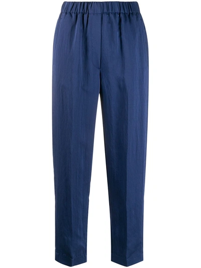 Forte Forte Crash Satin Elasticated Pants In Noche In Blue