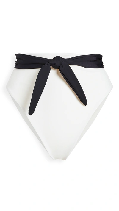 Mara Hoffman Goldie Tie-waist Hi-rise Bikini Bottoms In Cream Black