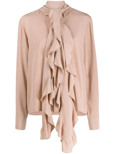 Victoria Beckham Frill Scarf Neckline Blouse In Neutrals