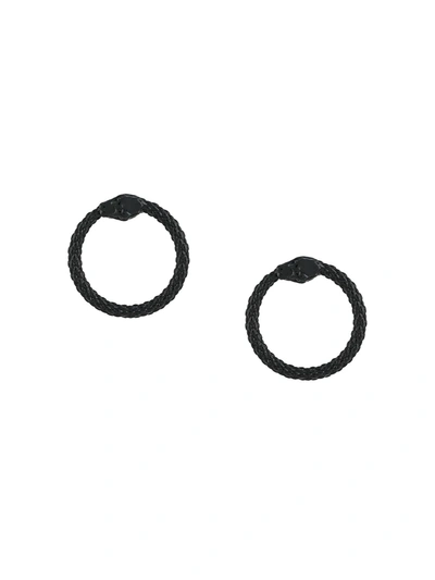 Nove25 Uroboros Hoop Earrings In Black | ModeSens
