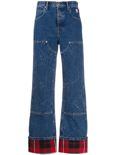 Alexander Wang Checkered-trim High-rise Flared Jeans In Blue