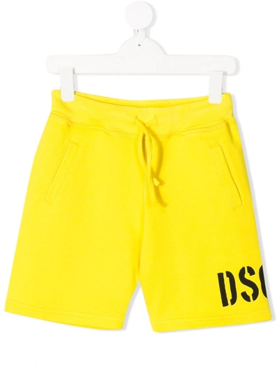 Dsquared2 Kids' Logo-printed Track Shorts In Yellow