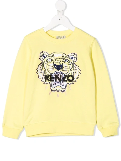 Kenzo Kids' Logo Embroidered Sweatshirt In Yellow