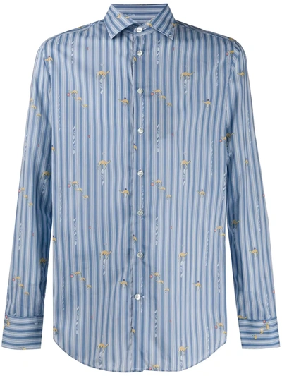 Etro Striped Long-sleeve Shirt In Blue
