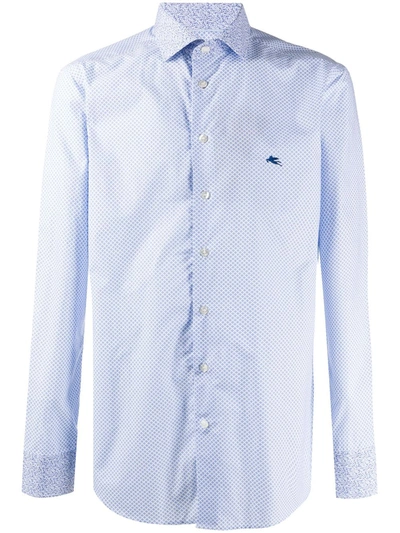 Etro Pegaso-embroidered Button-down Shirt In Blue