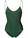 Oseree Scoop Neck Appliqué-lace Swimsuit In Green