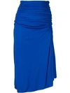 Emilio Pucci Draped Ruched Jersey Skirt In Blue