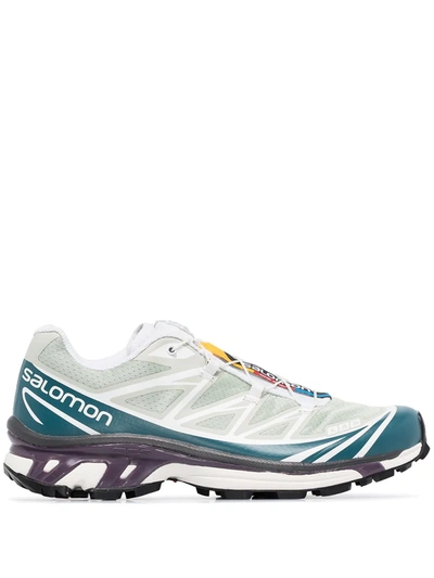 Salomon Grey And Blue Xt-6 Advanced Sneakers In Green