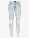 Amiri Tie-dye Knee Patch Skinny Jeans In Blue