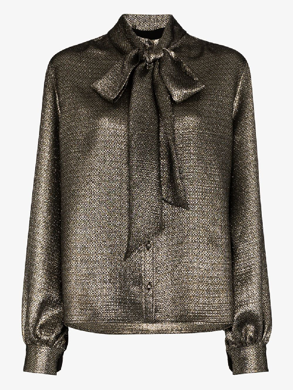 Saint Laurent Schluppenbluse Mit Metallic Effekt Modesens