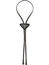 Prada Logo Plaque Bolo Necklace In 黑色