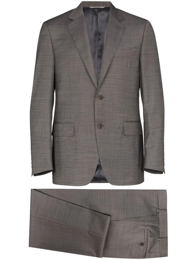 Canali Single-breasted Two-piece Wool Suit In Grey