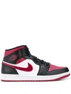 Nike Men's Air Jordan Retro 1 Mid Casual Shoes In Black/fire Red/white