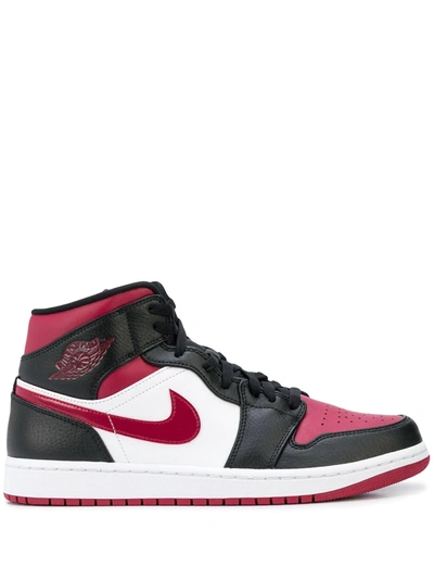 Nike Men's Air Jordan Retro 1 Mid Casual Shoes In Black/fire Red/white