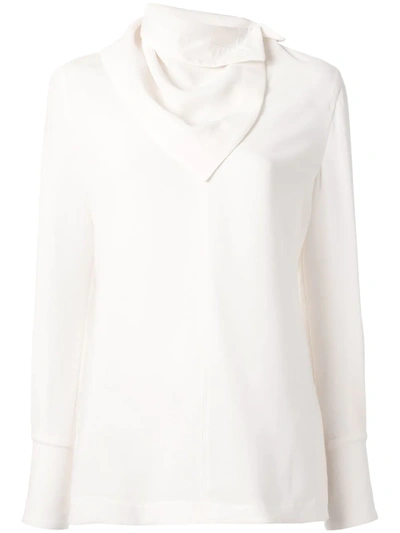 3.1 Phillip Lim Removable Scarf Long-sleeved Blouse In White