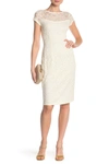 Marina Sequin Lace Cap Sleeve Sheath Dress In Ivy