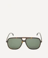 Gucci Square Aviator Acetate Sunglasses In Havana