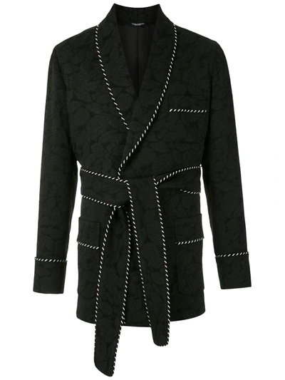 Dolce & Gabbana Jacquard Kimono Jacket In Black