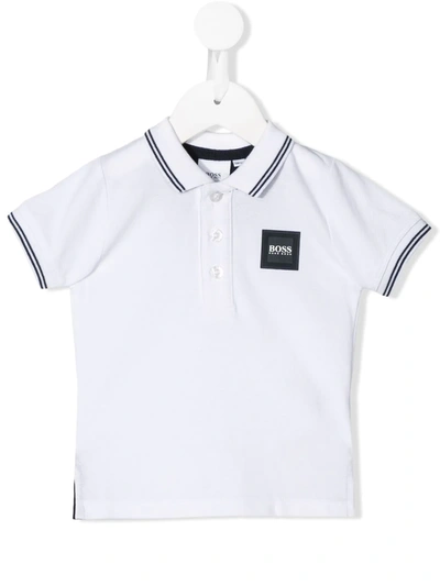 Hugo Boss Babies' Logo Patch Polo Shirt In White
