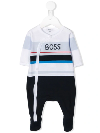 Hugo Boss Babies' Striped Pyjamas In Blue