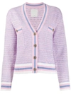 Sandro Cropped Tweed Effect Cardigan In Blue Pink