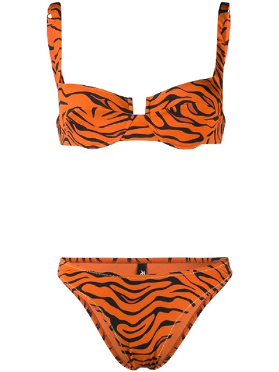 Reina Olga Brigitte Tiger Print Bikini Set In Orange