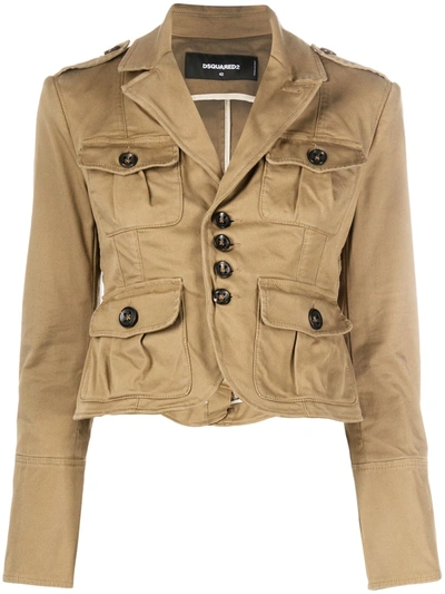 Dsquared2 Cropped Utility Jacket In Brown