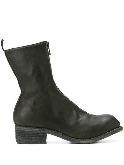 Guidi Cracked-effect Ankle Boots In Green