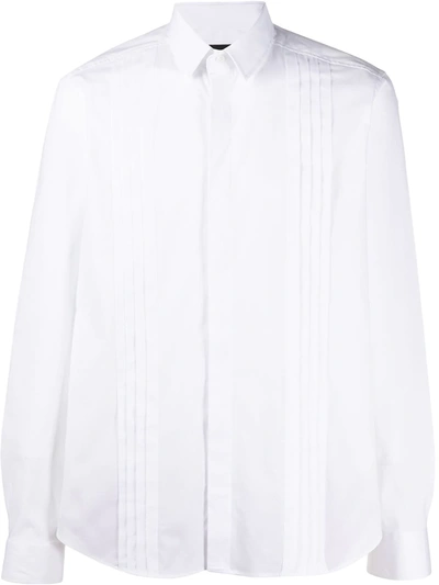 Les Hommes Pleated Detail Relaxed Fit Shirt In White