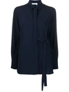 Chloé Pussy Bow Detail Tied Waist Shirt In Blue